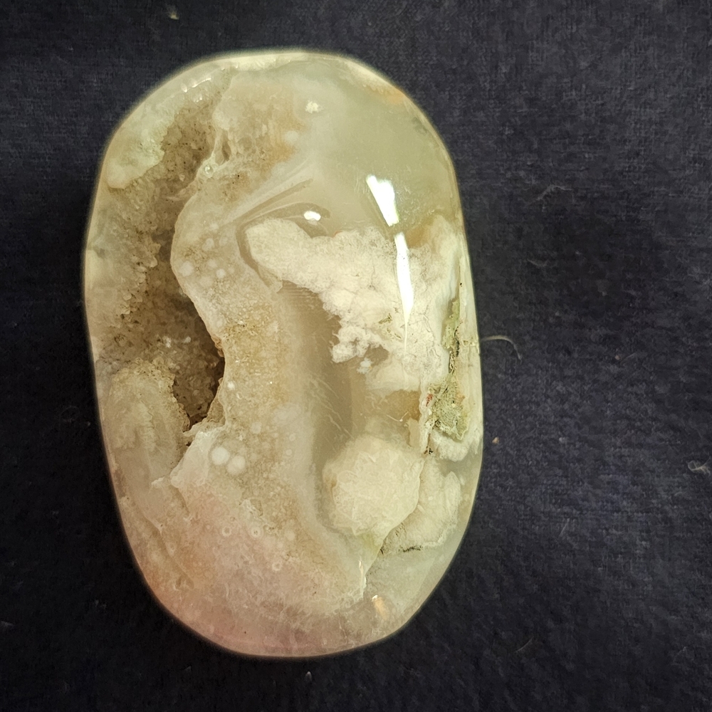 Polished Flower Agate Druzzy Palm Stone